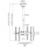 Supporto Telescopico Universale a Soffitto per 2 TV LED LCD 32-55''