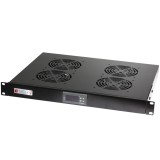 Gruppo 4 Ventole 1U per Rack 19'' con Termostato LED Nero