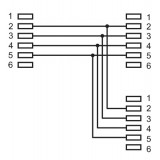 Accoppiatore telefonico duplex 6P4C M a 2x 6P4C F