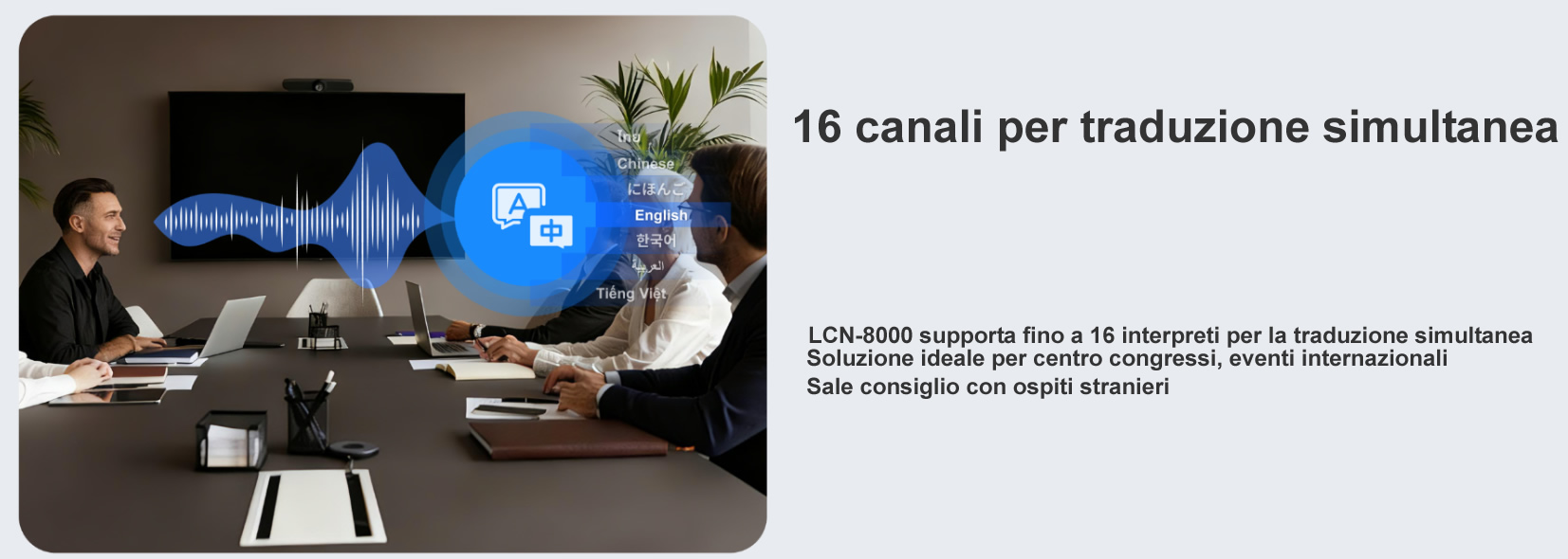 Sistema per traduzione simultanea in 16 lingue interpretariato
