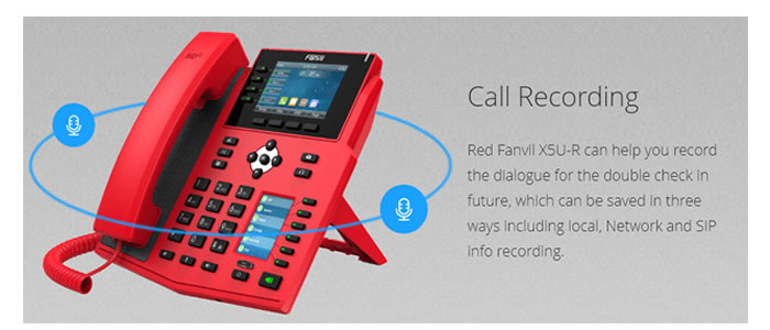 red ip phone fanvil 5u rosso registrare conversazioni